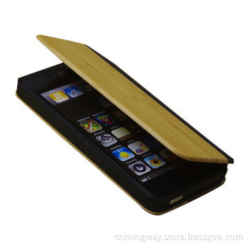 Wood + Leather Clip Case for iPhone 5/5S, with 1 Part Cover